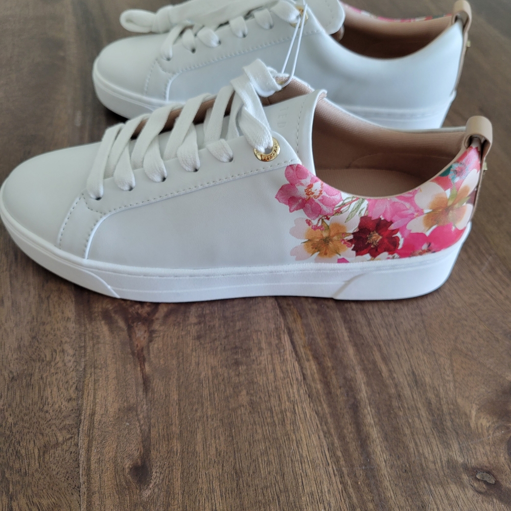 Ted Baker Floral White and Pink Sneakers